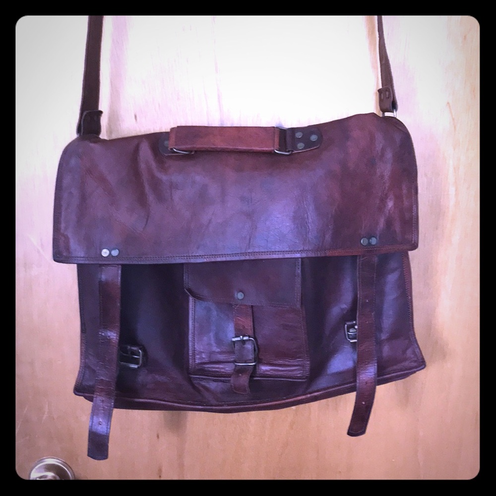 Genuine leather briefcase/shoulder bag